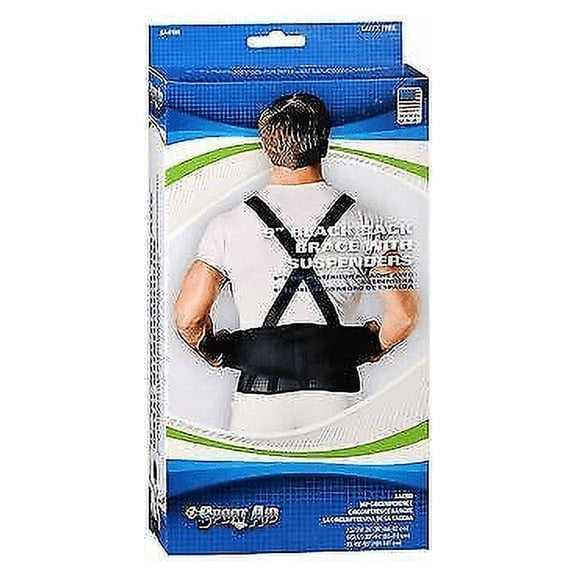 Sport Aid Back Brace with Suspenders, X-Large, Black, 1 ct, 6 Pack