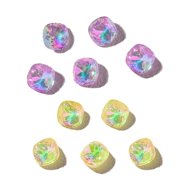 Accesorios para uñas, 10 Uds., cuentas cuadradas gruesas, superllamativas, Aurora Phantom Mocha, punta de cristal, accesorios para uñas