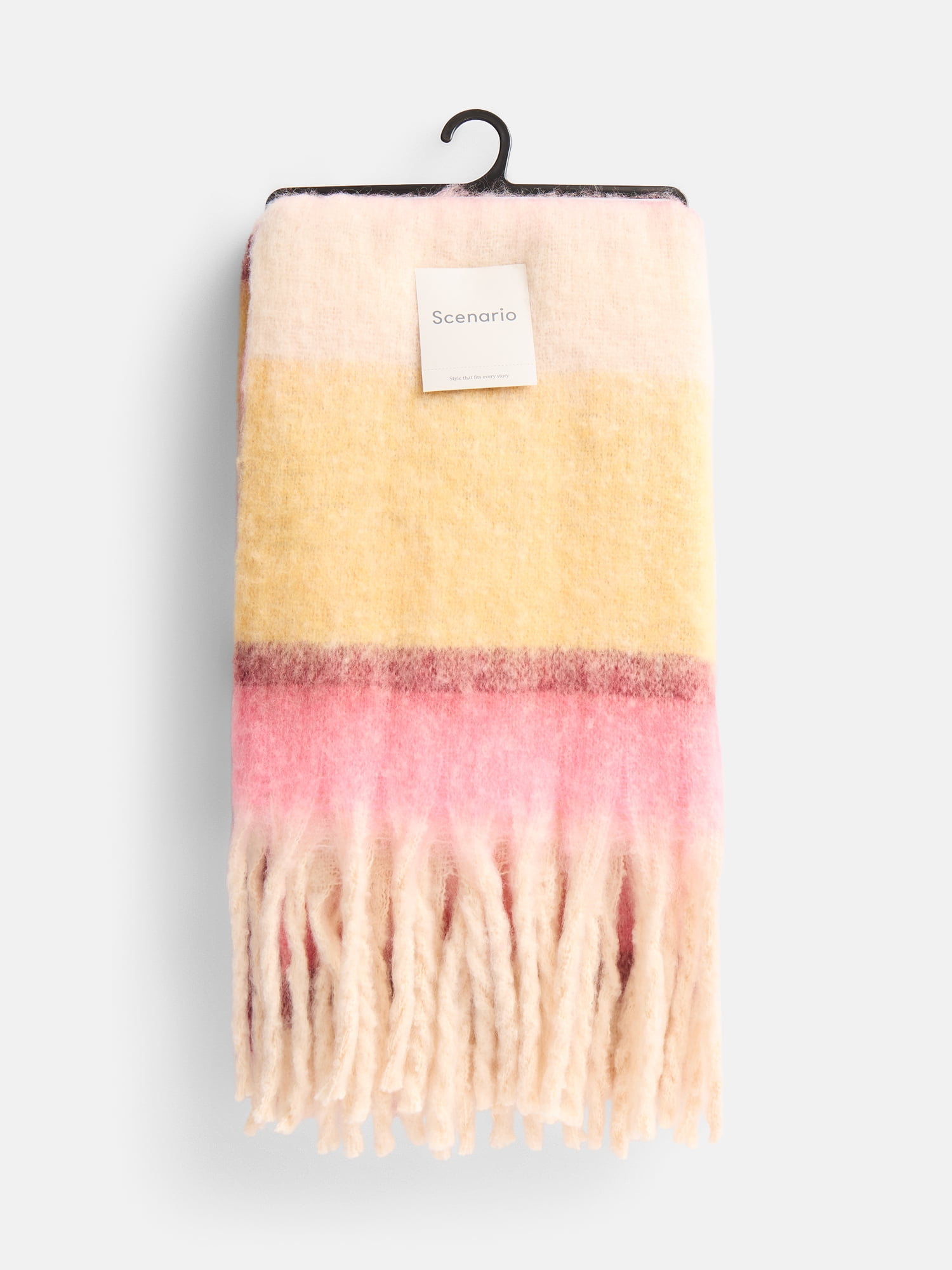 Scenario Women's Variegated Striped Scarf with Fringe Trim