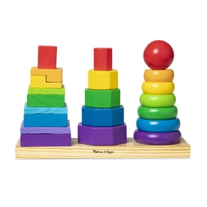 Melissa & Doug Geometric Stacker Wooden Toy, 21 Pieces