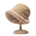thumbnail image 1 of Nvzi Gorro de lana para mujer, gorro de punto con forro polar, cálido, de invierno, con visera, color caqui, 1 of 3