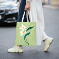 thumbnail image 6 of YFYANG Reusable Cotton Canvas Tote Shopping Bag, Green Flower Pattern Washable Portable Grocery Bag for Daily Travel, 6 of 8