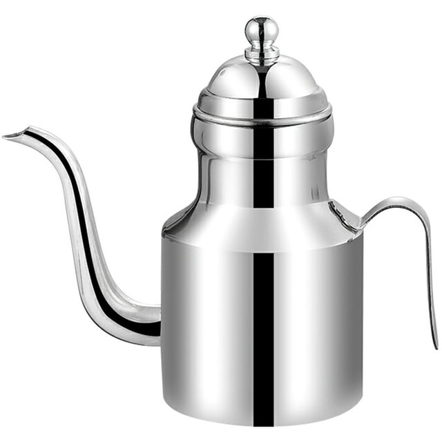 KAKOWELY Stainless Steel Grease Container Multifunctional Oil Container Long Spout Grease Container,6.69"X3.19"X5.75"