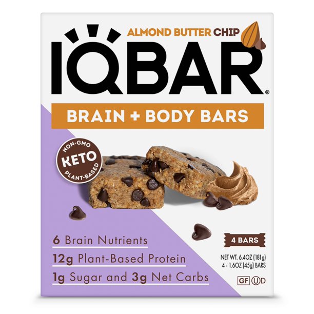 IQBAR Brain and Body Almond Butter Chocolate Chip Keto Protein Bars 4