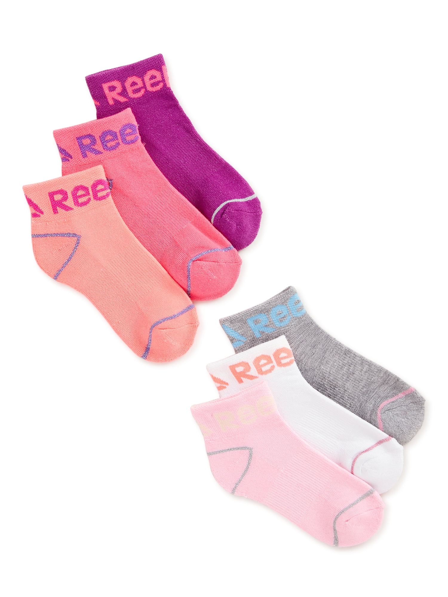 Reebok Girls Ankle Socks 6Pack, Sizes SL