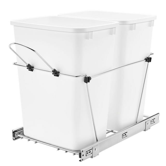 Rev-A-Shelf RV-18KD-11C S Double 35 Quart Pull Out Waste Containers, White