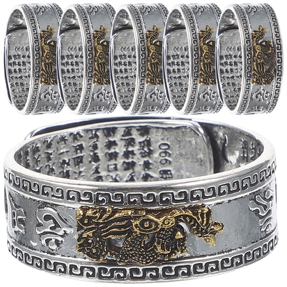 6 piezas anillo de dedo vintage anillo de metal joyería suerte anillo de dedos para hombres