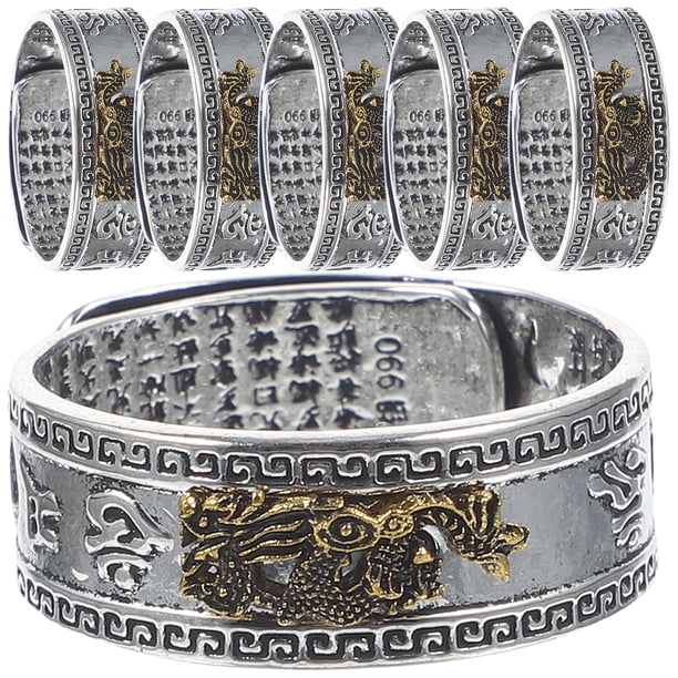 6 piezas anillo de dedo vintage anillo de metal joyería suerte anillo de dedos para hombres