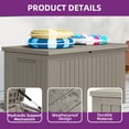 thumbnail image 3 of Dextrus 220 Gallon Extra-Large Resin Deck Box, Light Brown Waterproof Storage Container, Lockable Deck Box with Removable Divider for Garden Tools, Pool Accessories & Outdoor Furniture Essentials, 3 of 10