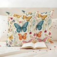 thumbnail image 3 of Spring Floral Pillow Covers 2 Pack Colorful Butterflies Watercolor Flower Rustic Farmhouse Pillowcase Waterproof Outdoor Throw Pillow Cover for Patio Garden Square Cushion 16”x16”, 3 of 9