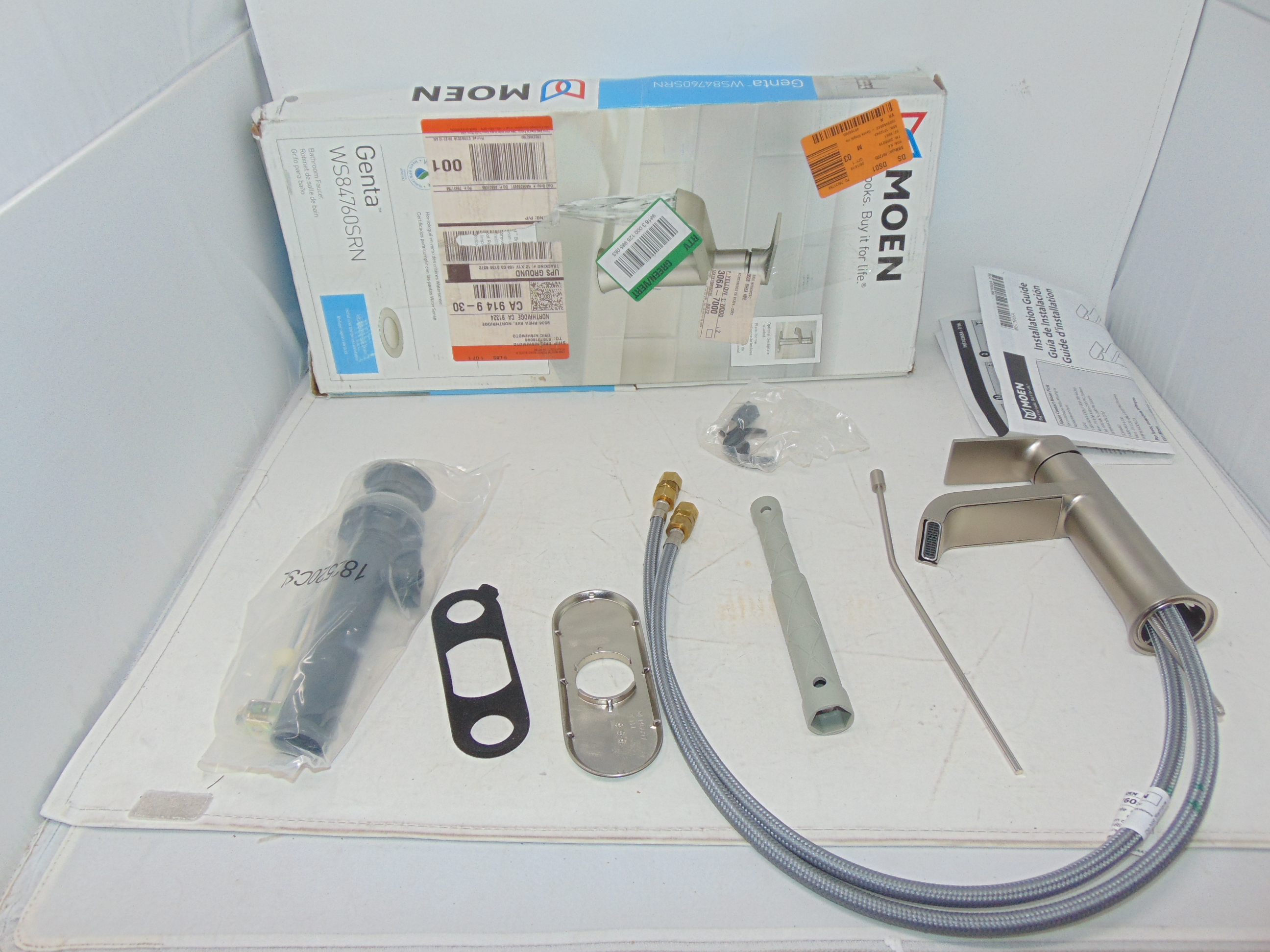 MOEN Genta Single Hole SingleHandle Bathroom Faucet in Spot Resist