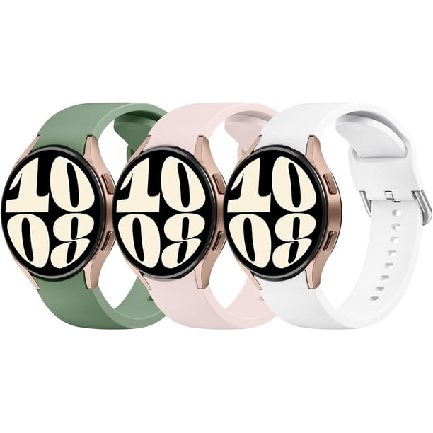 3 Pack Correas para Samsung Galaxy Watch 6 / 5 / 4 Band 40mm 44mm, Galaxy Watch 5 Pro 45mm, Galaxy Watch 6 , Galaxy Watch 4 20mm Sport Band Correa de repuesto de silicona ajustable para
