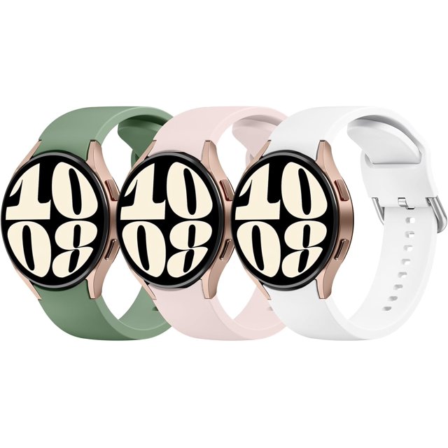 3 Pack Correas para Samsung Galaxy Watch 6 / 5 / 4 Band 40mm 44mm, Galaxy Watch 5 Pro 45mm, Galaxy Watch 6 , Galaxy Watch 4 20mm Sport Band Correa de repuesto de silicona ajustable para