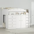 thumbnail image 2 of South Shore Tiara Twin Loft Bed with Desk, in Pure White, 2 of 16