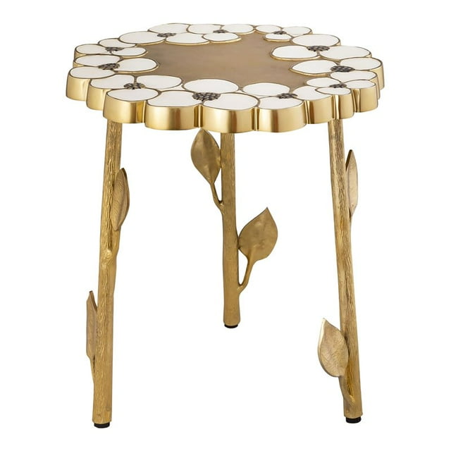 TOV Furniture Flor 18"H Transitional Aluminum/Iron Side Table in Brass