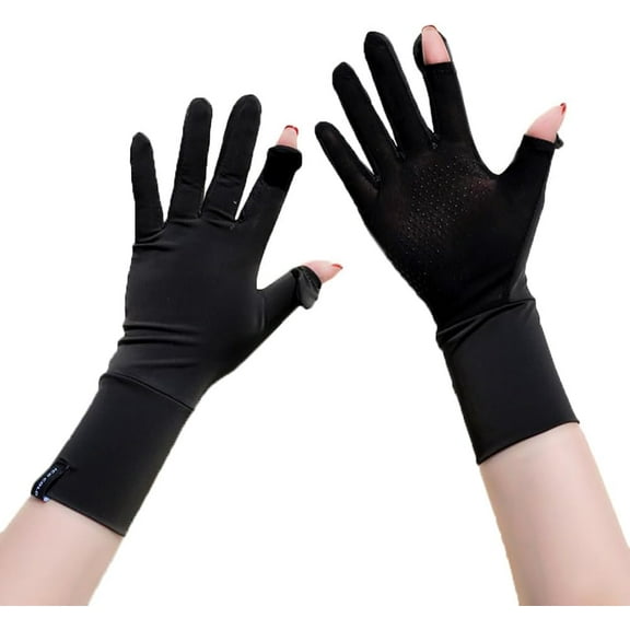 Jtbuh XLY Medium Length Sun Gloves Ice Silk Thin Summer UV Protection Gloves Non-slip Women Sunblock Driving Glove
