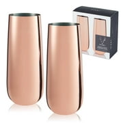 Viski Stainless Steel with Copper Finish Champagne Flutes - Stemless Wine Glass