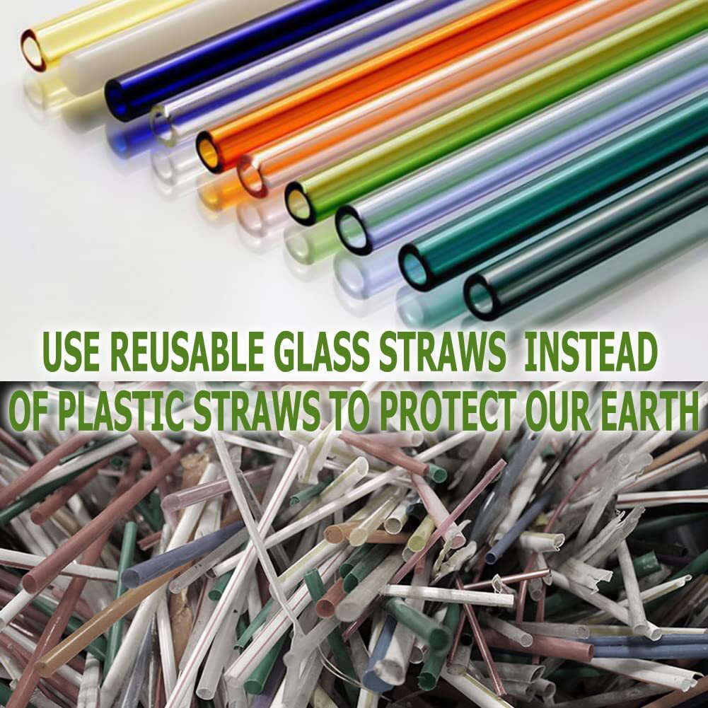 8-Pack Reusable Glass Straws, Clear Glass Drinking Straw, 8''x8 MM, Set of  4 Straight and 4 Bent with 2 Cleaning Brushes - Perfect for Color Change  Cups, Smoothies, Milkshakes, Tea, Juice 