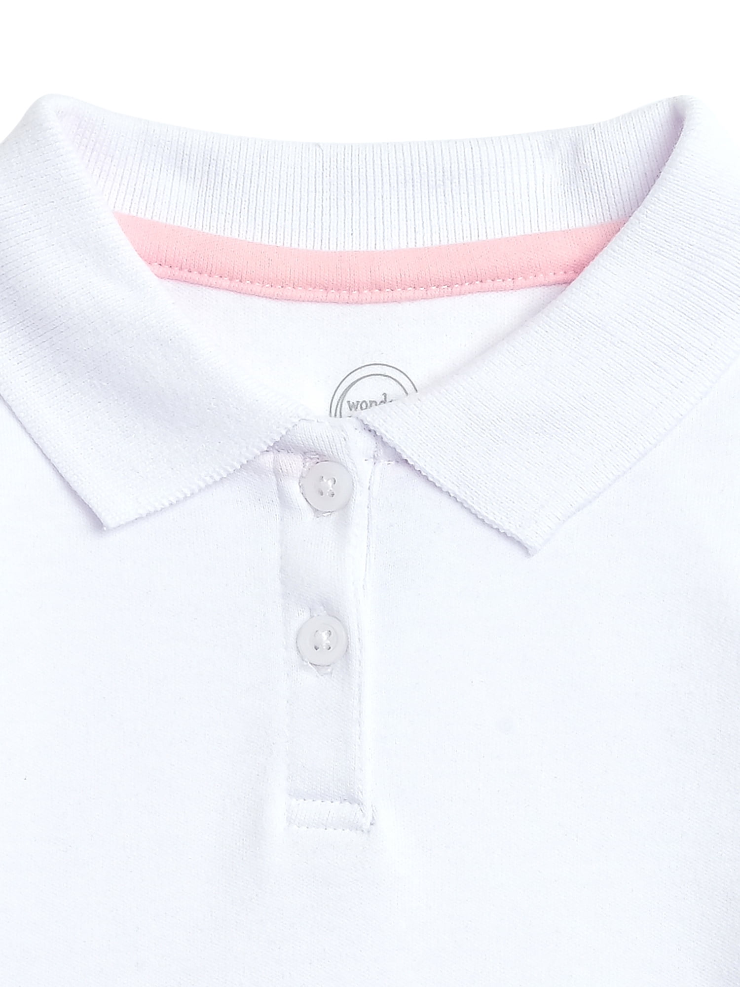 Wonder Nation Toddler Girls School Uniform Short Sleeve Interlock Polo Shirt, 2-Pack
