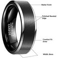 thumbnail image 5 of 8mm Men's Black Matte Finish Wedding Band Classic Tungsten Carbide Rings with Beveled Edges, 5 of 6
