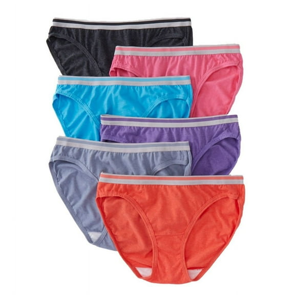 Women's Fruit Of The Loom 6DBIKH1 Heather Bikini Panties - 6 Pack (Assorted 5)