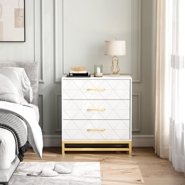 Eastvita Commode de Chambre à 3 Tiroirs Moderne en Bois avec Rangement