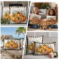 thumbnail image 5 of Orange Pumpkins Fall Outdoor Waterproof Pillow Covers, Black Plaid Polka Dot Botanical Decorative Square Throw Pillowcase Sofa Cushion Sham for Patio/Couch/Chair, 26"x26" 2 Pack, 5 of 8
