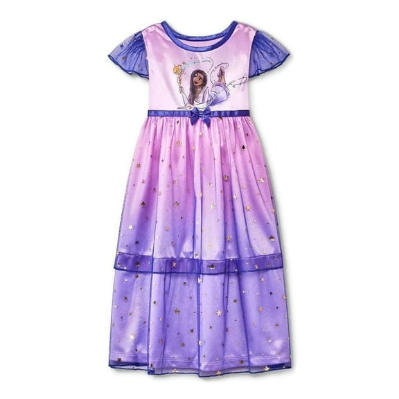 Disney Wish Asha and Magic Star Toddler Girl's Fancy Satiny Tulle Nightgown Gown (Size 2T)