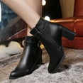 thumbnail image 4 of NECHOLOGY Botas Mujer Adulto Femenino Zapatos Botines de mujer Botas informales gruesas romanas, zapatos de tacón al tobillo a la de cuero para mujer, botas para mujer (Black, 10), 4 of 6