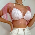 thumbnail image 6 of Mesh Sequin Tops for Women Sparkly Long Sleeve Sheer Crop Top See Through Shirt Glitter Going Out Tops Mesh Layer Slim Fit Shirts Club Party Outfits Stylish Trendy Wear for Cocktail, 6 of 9