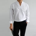 thumbnail image 4 of LEAVINGSUO Mens Dress Shirts Stand Collar Solid Color Casual Button Pocket Long Sleeve Shirt White XL, 4 of 6