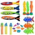 thumbnail image 1 of 21Pc Underwater Swimming Pool Diving Toy Set With Sinking Rings Sticks And Seaweed Torpedo Robbers Summer Bath Time Fun Parent Child Interactive Game For Kids, 1 of 9