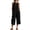 Black, variant on Women's Cotton Linen Wide Leg Cropped Overalls Crew Neck Sleeveless Button Down Culotte Jumpsuits with Pockets for Casual Wear
