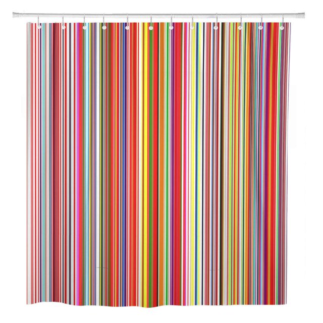 ABPHQTO Cortina de ducha 150x180 cm Línea de color Rayas curvas arcoíris abstracto azul Cartelera rosa