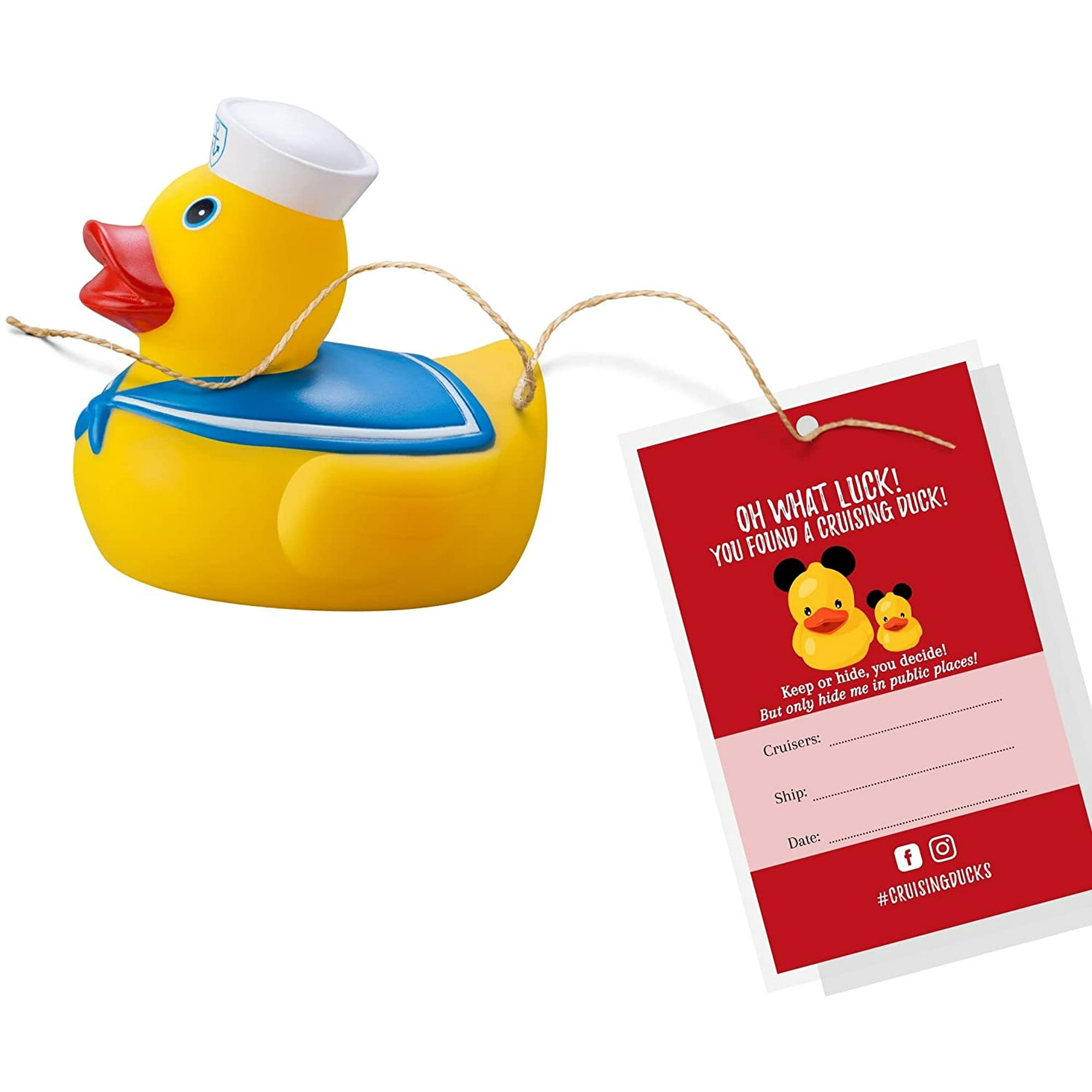 Cruising Ducks Tag with Hole | 30 Pack | Carnival Rubber Cruising Duck Tag  | Tags 2 x 3.5" inches Business Card Size | | Walmart Canada