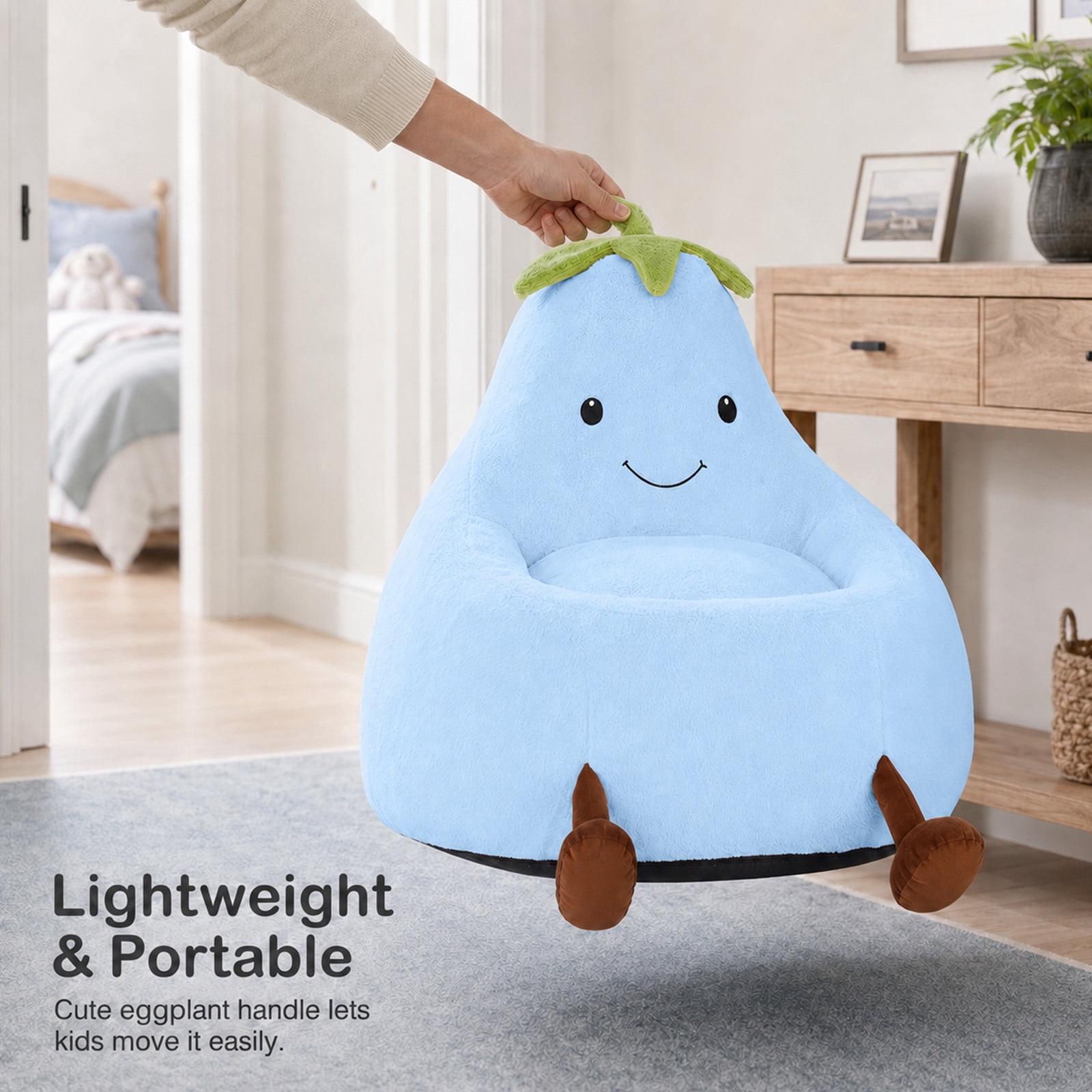 Alvantor Kids Bean Bag Chair, Stuffed Toddler Couch with Artificial Rabbit Fur Cover for Teens & Kids, Comfy Lazy Sofa Chair for Reader, Living Room, Bedroom