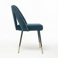 thumbnail image 4 of Hassch Set of 2 Contemporary Velvet Dining Chairs, Upholstered Kitchen Side Chairs with Nailhead Back and Black Metal Legs (Blue), 4 of 9
