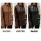 thumbnail image 5 of Chaqueta de cuero sintético para mujer Chaqueta delgada de motocicleta con bolsillos con cremallera Abanopi Café/3X-grande, 5 of 7