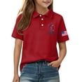 thumbnail image 4 of CCRFTGI 250 Anniversary USA Flag Polo Shirts for Child Girls Boys Size 7 School Uniform America Flag freedom Shirt Golf Lapel Button Collared Polo Quick Dry Summer T-Shirts Red 3-4 Years, 4 of 7