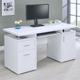 thumbnail image 2 of Tracy 55-inch 2-drawer Wood Office Computer Desk White, 2 of 9