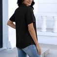 thumbnail image 5 of BXSRUTA Womens Linen Blend Short Sleeve Button Down Shirt Casual Scoop Neck Tops Summer Blouse, 5 of 6