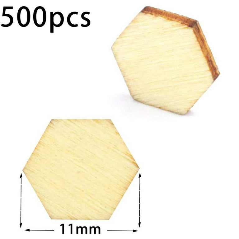 5 Pieces Natural Wood Hexagon Plaque Sign Slices Unfinished Wooden Shapes