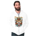 thumbnail image 3 of Stay Wild Tiger Head Rose Tattoo Zip Up Hoodie Men's Women's Brisco Brands X, 3 of 6