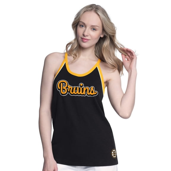 Women's G-III 4Her by Carl Banks Black Boston Bruins Curveball Racerback Scoop Neck Slub Tank Top