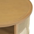 thumbnail image 7 of 2-Tiered Rattan Coffee Table, Natural Wood Center Table with Storage Shelf and Curve Edge Design, Round Tea Table for Small Space, Living Room, Bedroom, 7 of 7