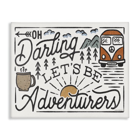 Stupell Industries Traditional Darling Lets Be Adventurers Quote Canvas Art, 20 x 16, by Laura Marshall