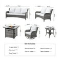 thumbnail image 2 of Vcatnet 6 Pieces Outdoor Patio Furniture Sectional Sofa All Weather Wicker Conversation Set with Swivel Rocking Chairs and Fire Pit for Garden, Poolside, Gray, 2 of 9