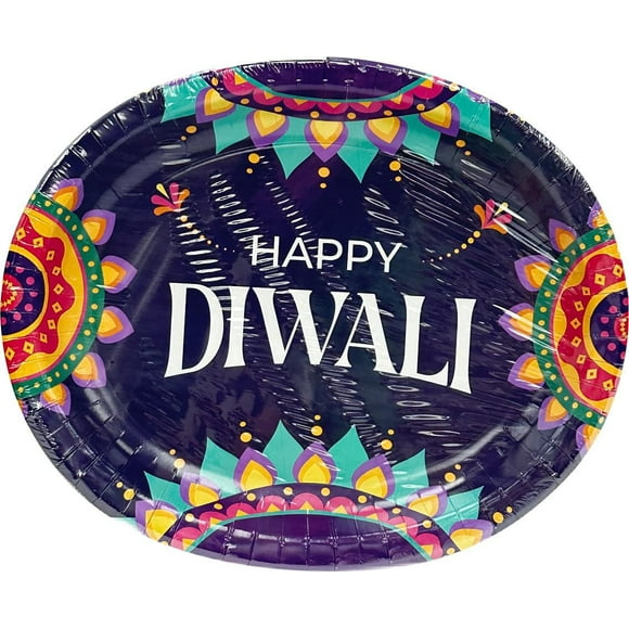 Assiette en carton Diwali, 10" x 12", 8ct
