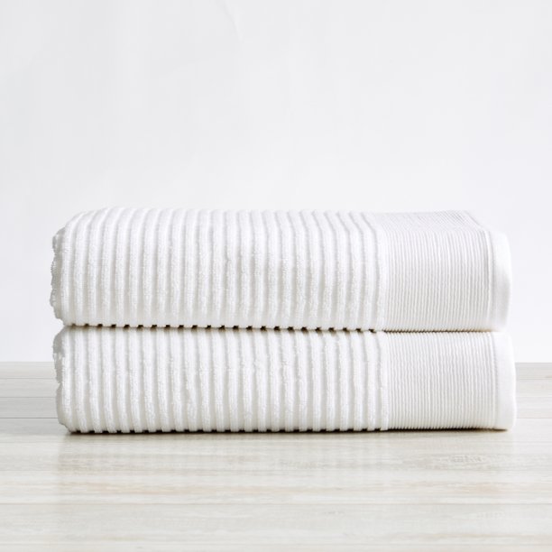 Great Bay Home Cotton Ribbed Texture QuickDry Towel Set (Bath Towel (2