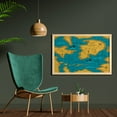 thumbnail image 2 of Island Map Wall Art with Frame, Historical Adventure Map Pattern with Sail Boats Direction Route Track Graphic, Printed Fabric Poster for Bathroom Living Room, 35" x 23", Orange Blue, by Ambesonne, 2 of 2